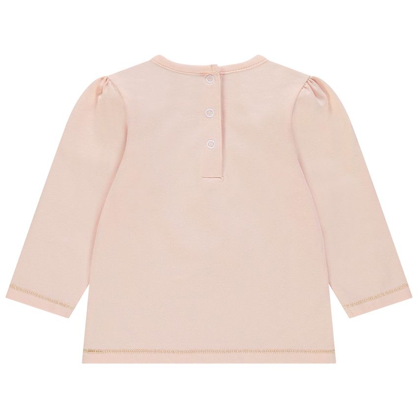 T-shirt manches longues print fantaisie pressionné au dos - Rose