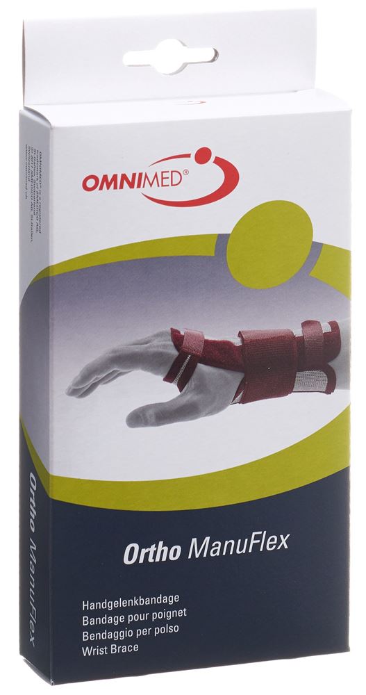 Omnimed Ortho Manu Flex Handgelenkbandage L 16cm rechts grau/bordeaux 1 Stk