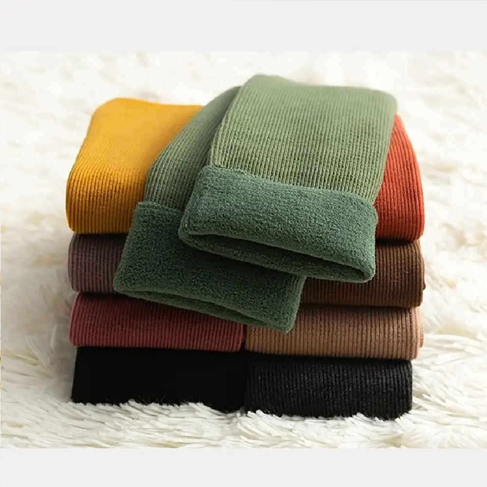(4 Paar) Warme Socken Winter Damen Füsslinge Plüsch gefüttert (One Size) - Grau