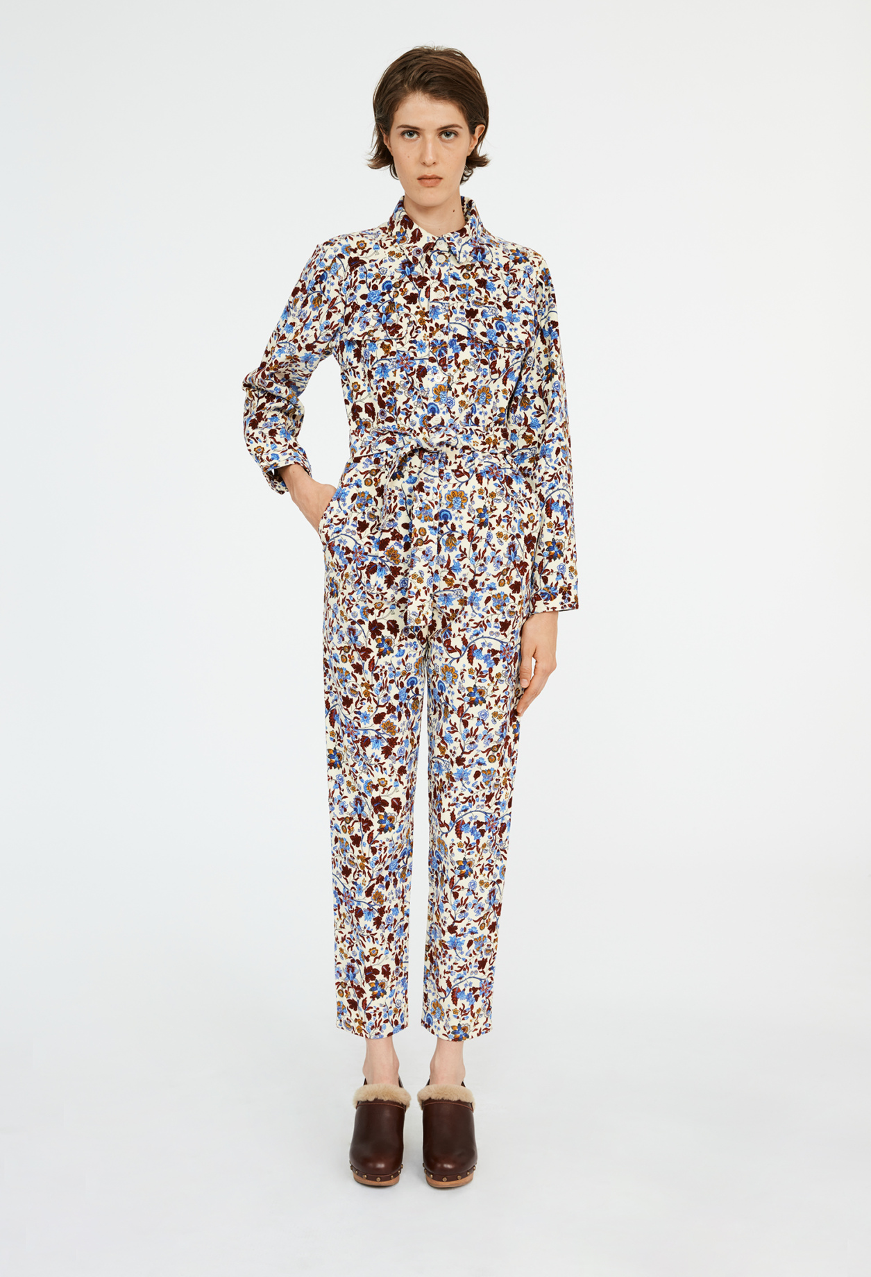 Combi-pantalon velours imprimee