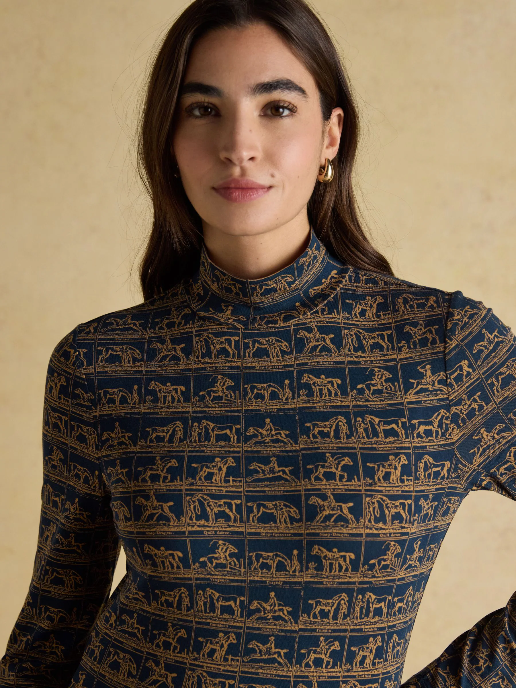 Joules - Hoogsluitende jersey top met lange mouwen