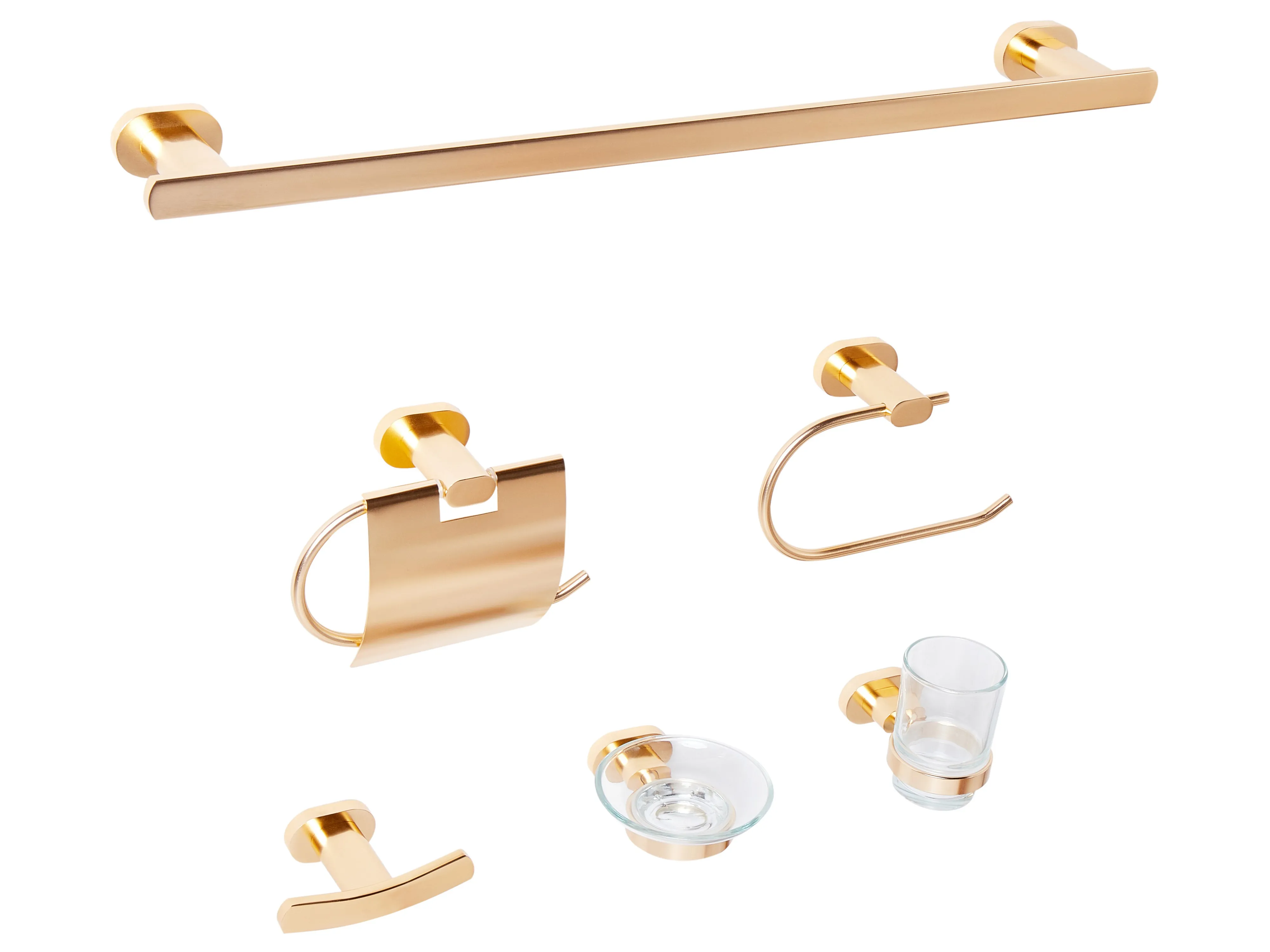 6-delige badkamer hardware set TOCOPILLA met handdoekstangen en -haken Goud