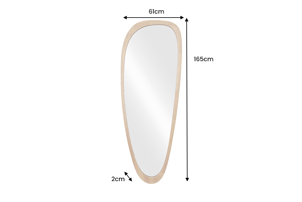 Massiver Wandspiegel ORGANIC 165cm natur Eichenholz-Design