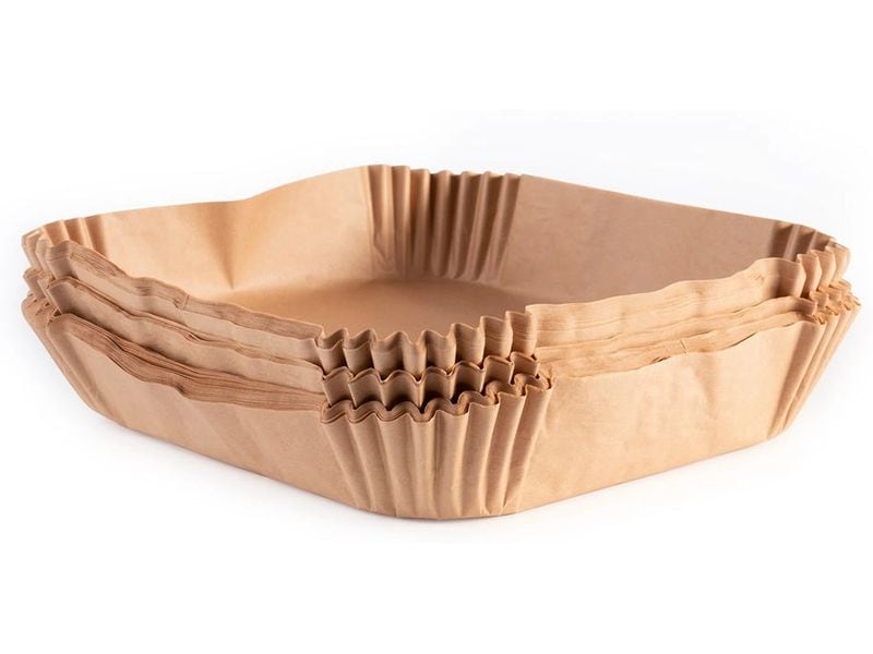 GOURMETmaxx Backpapier 100 Stück, 23 x 23 x 4.5 cm Backpapier-Schalen für Heissluft-Fritteusen
