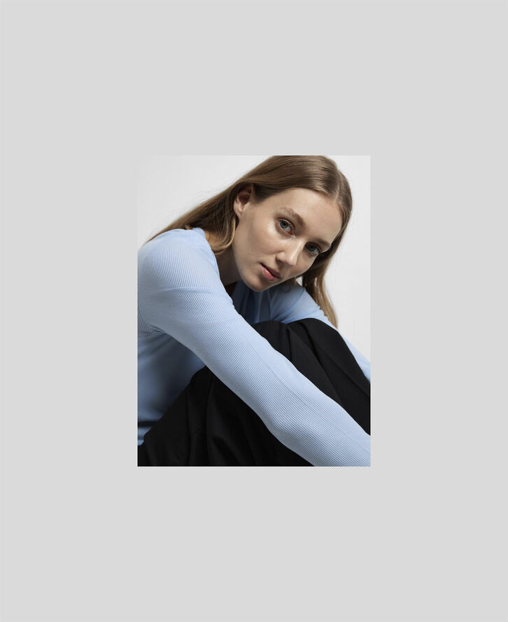 Selected Femme SLFDIANNA LS O-NECK TOP NOOS Blå