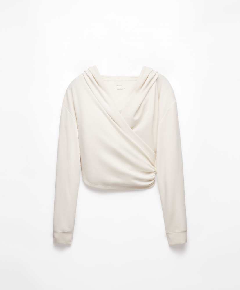 Moletom cropped com estampa cruzada em modal