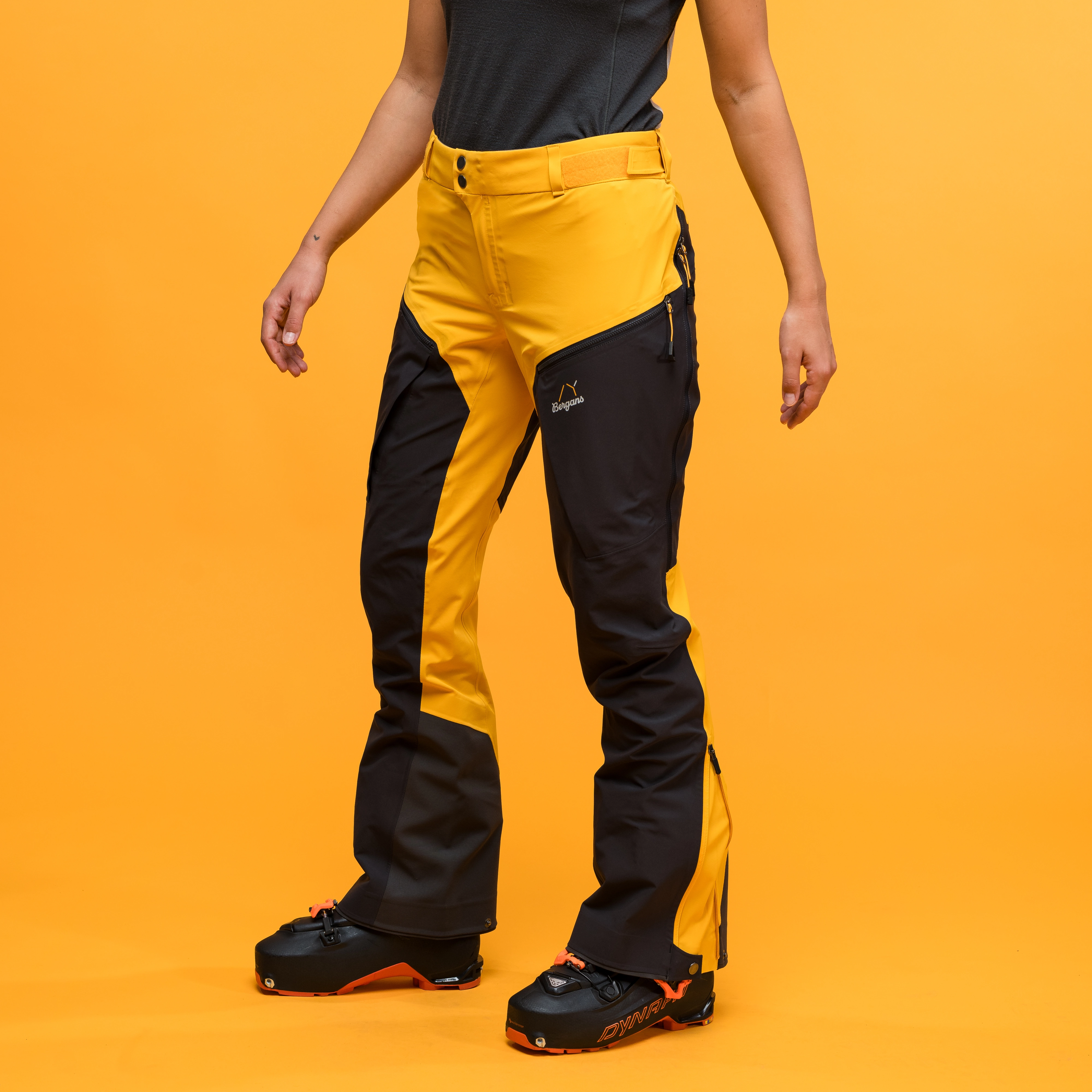 Y MountainLine Hybrid Softshell Pants Women Mango Yellow / Dark Shadow Grey