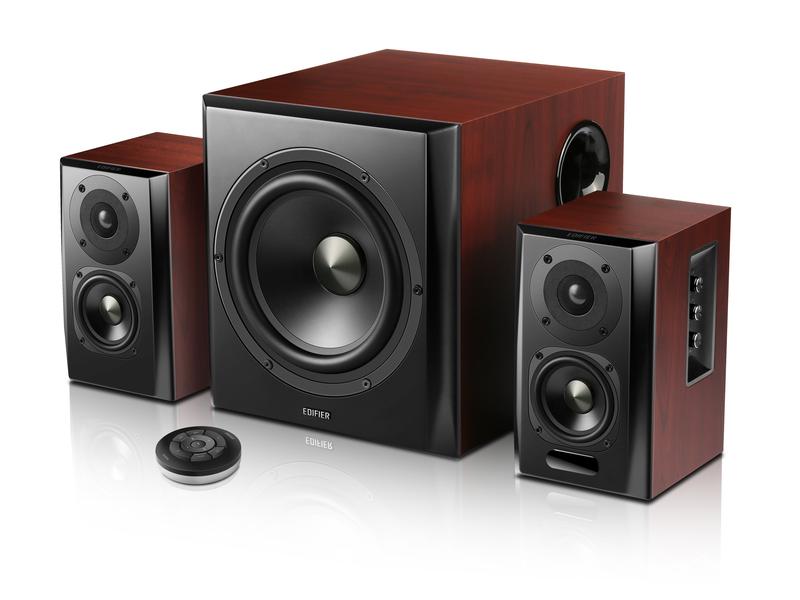 Edifier Regallautsprecher Paar S350DB mit Subwoofer Braun Aktive 2.1 Lautsprecher mit Subwoofer und Bluetooth