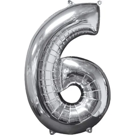 amscan Folienballon Zahl 6 silber