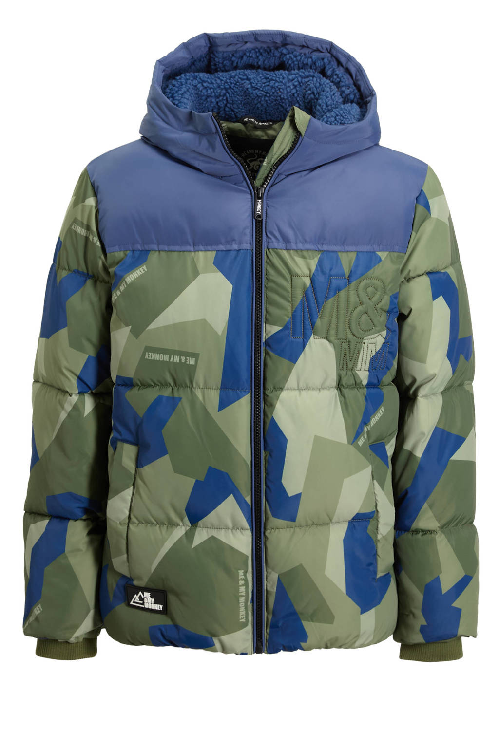 Me & My Monkey winterjas Ralf camouflage groen / blauw