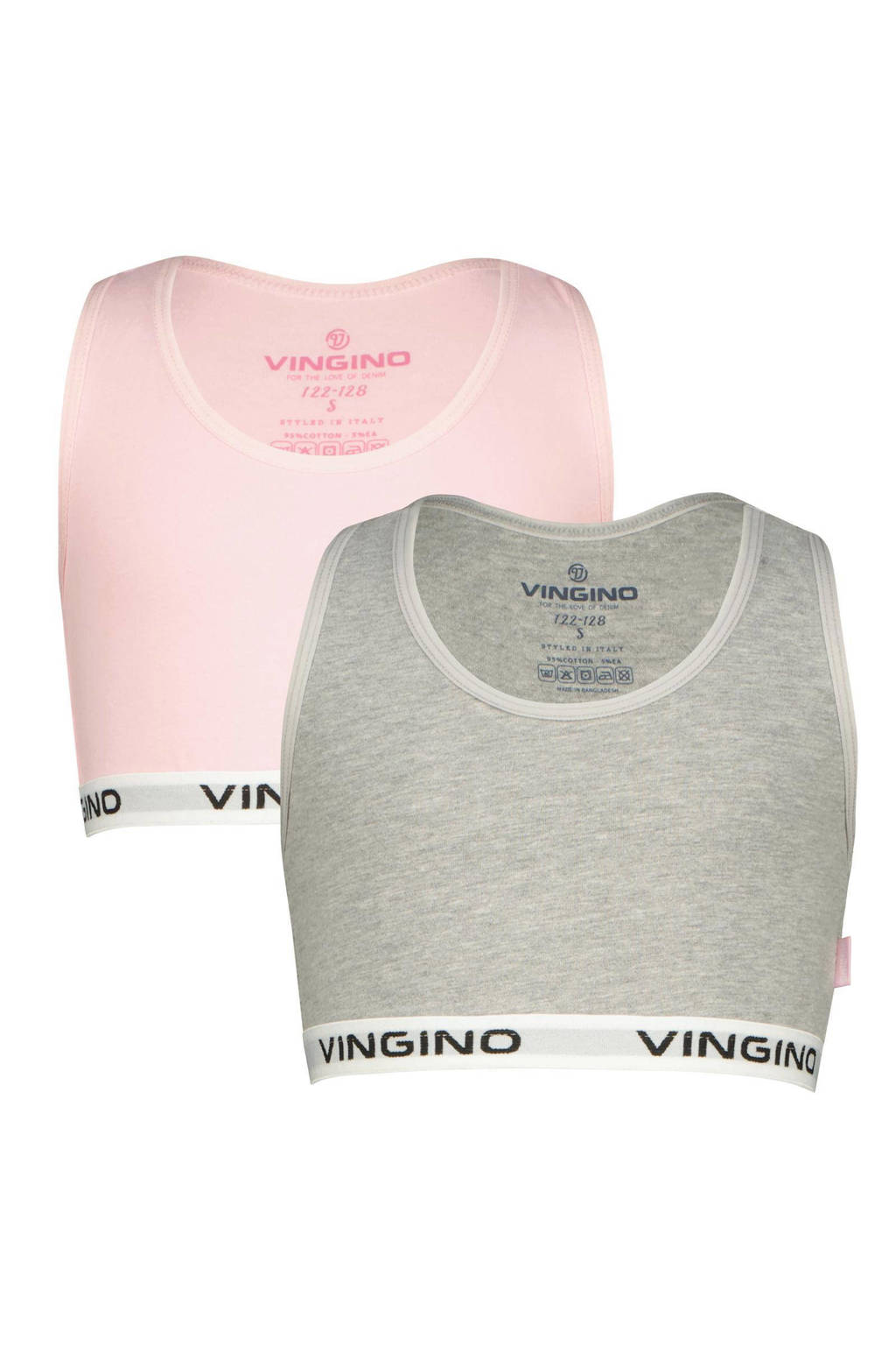 bh top - set van 2 lichtroze/grijs melange