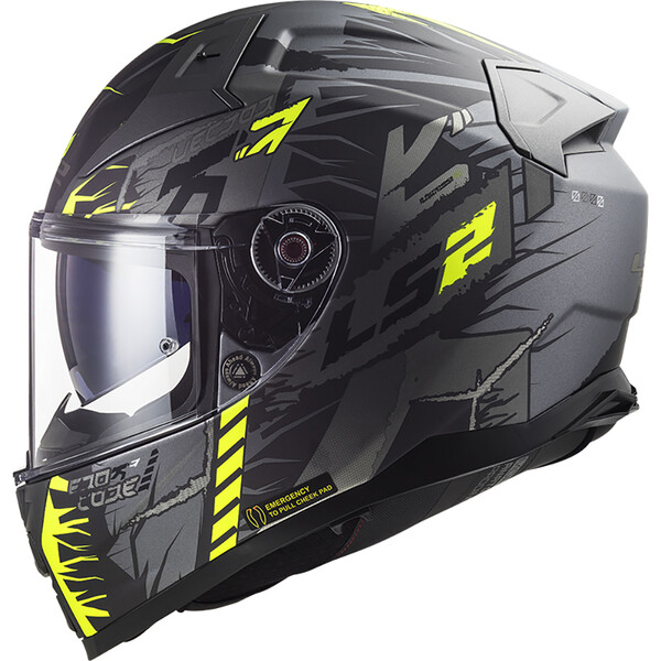 LS2 - Casque FF811 Vector II Techbot Titanium mat / Jaune fluo