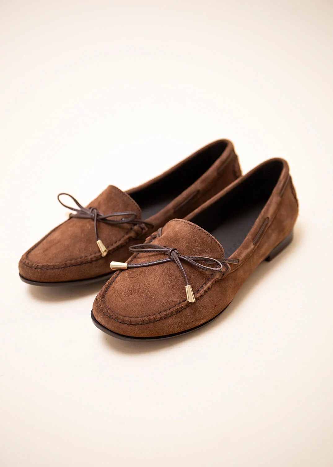 MOCASSIN LACE METAL VELOURS MARRON