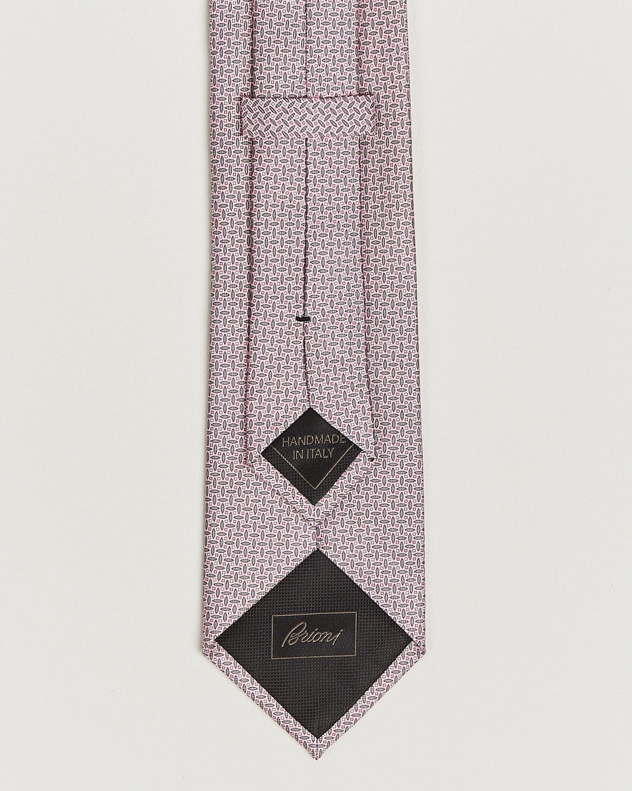 Brioni Printed Silk Tie Pink