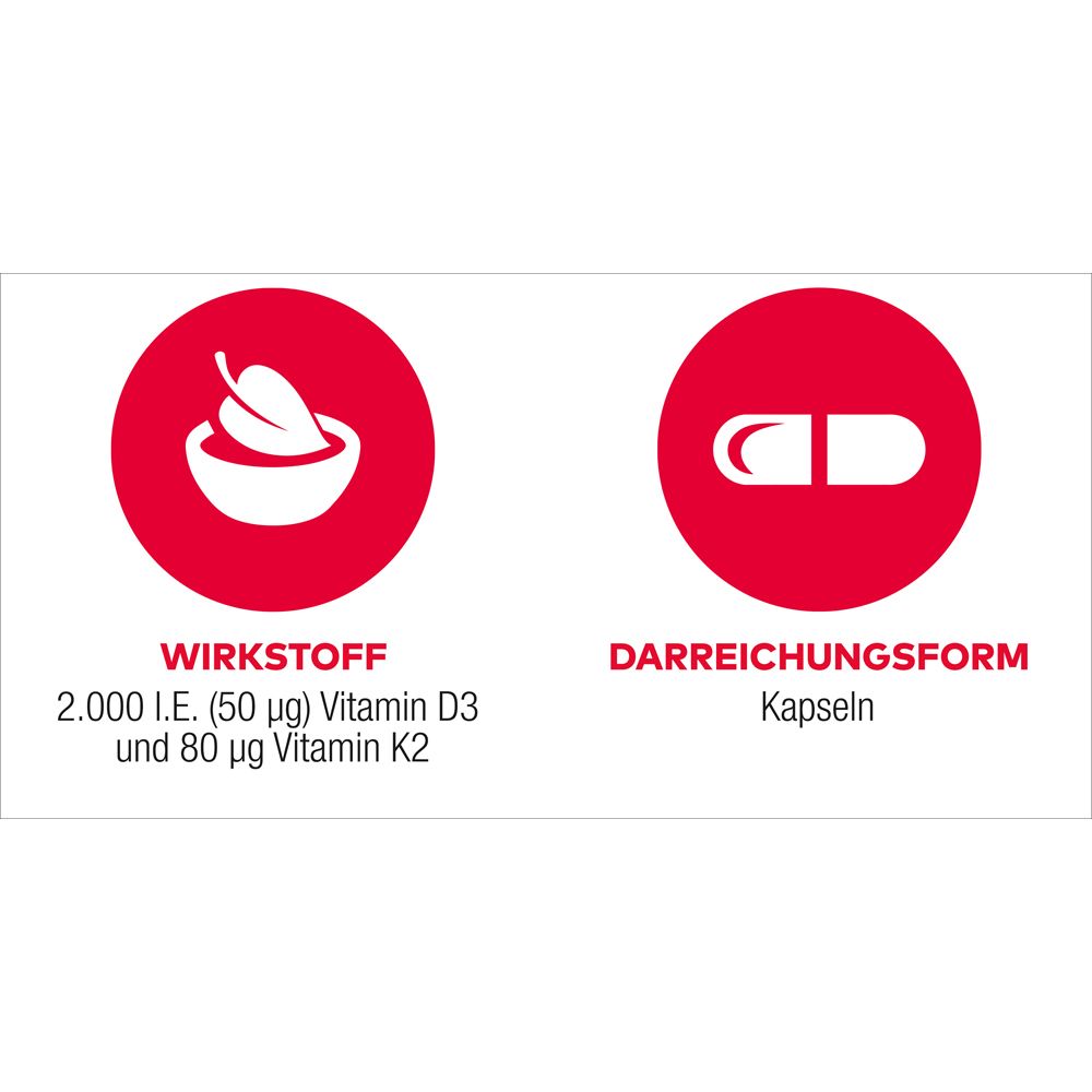 D3 + K2  Vit AL 1000 I.E. / 80 µg Kapseln: ein starkes Duo für die Knochen