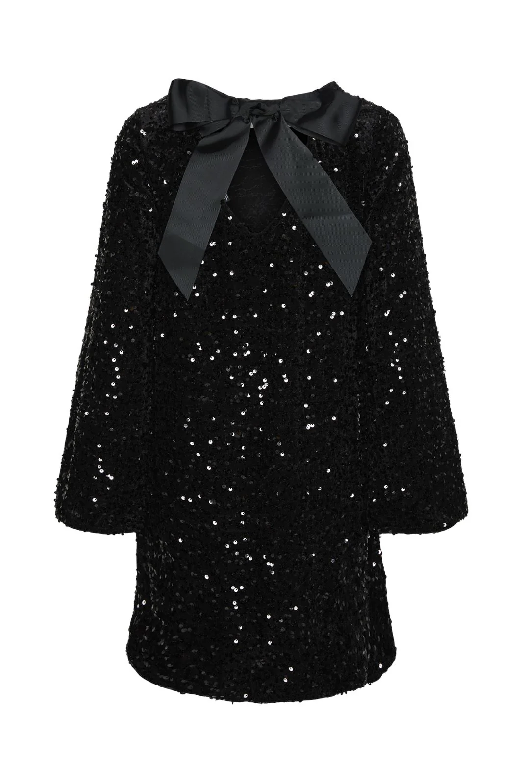 Pieces Pckam Ls Deep Back Bow Dress 4617670 black black sequins
