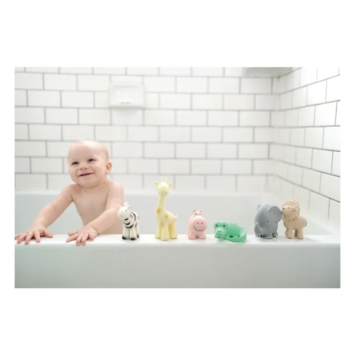 Tikiri Hochet Hippopotame en caoutchouc naturel | Rose poudré