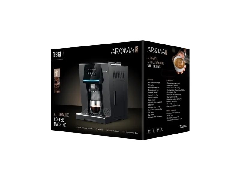 Teesa Tessa Aroma 800, Espressomaskine, 2 L, Kaffebønner, Malet kaffe, Indbygget kværn, 1500 W, Sort