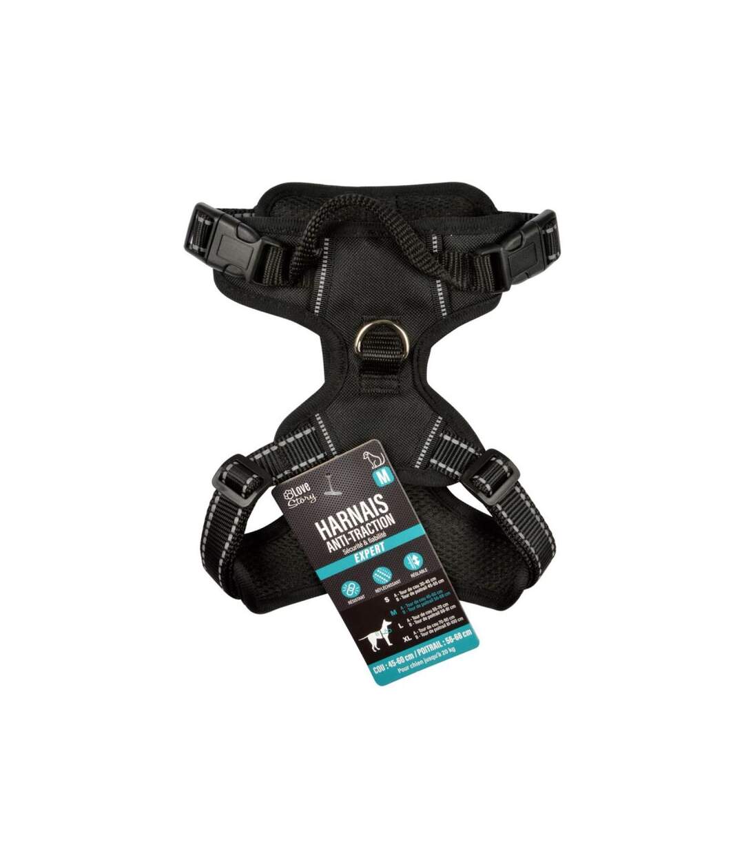 Paris Prix - Harnais Anti-traction Pour Chien sécurité 56-68cm Noir