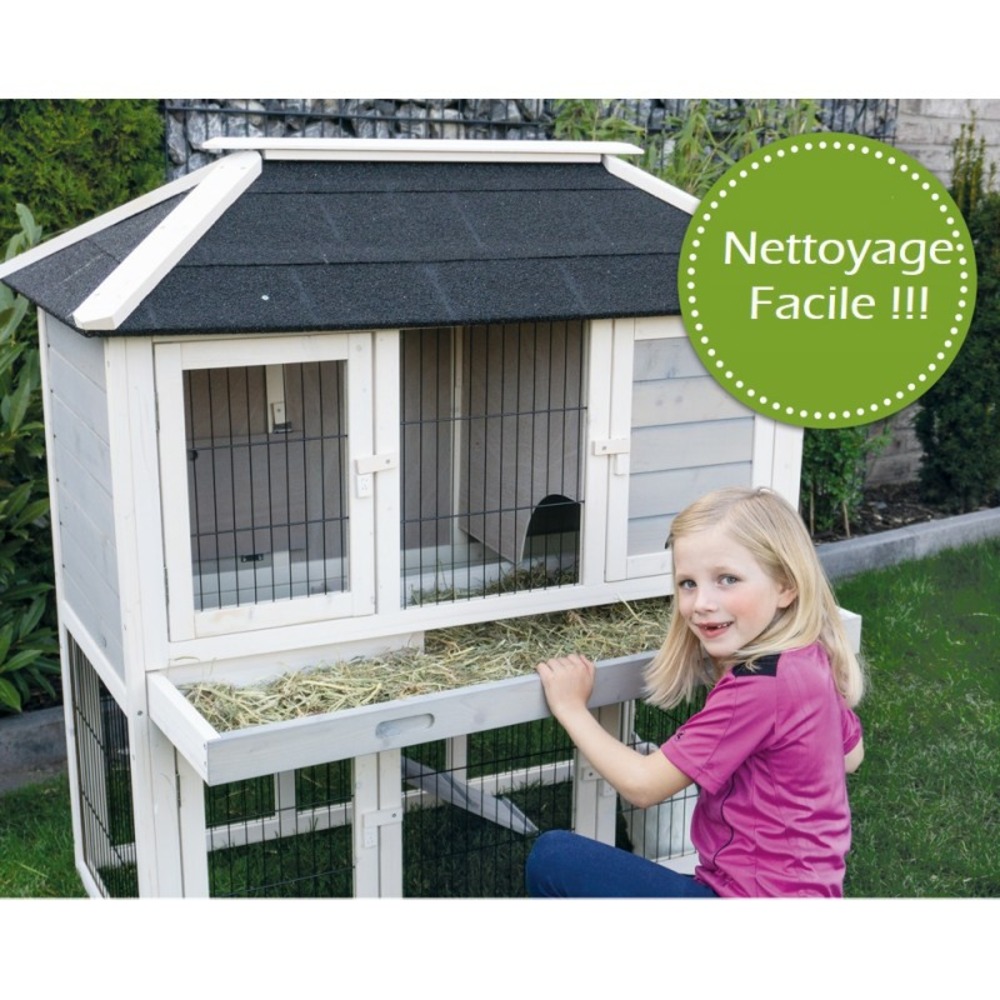 Cage clapier enclos lapin extérieur en bois de haute qualité pour lapins 118 x 63 x 118 cm-modèle 034 villa de ville