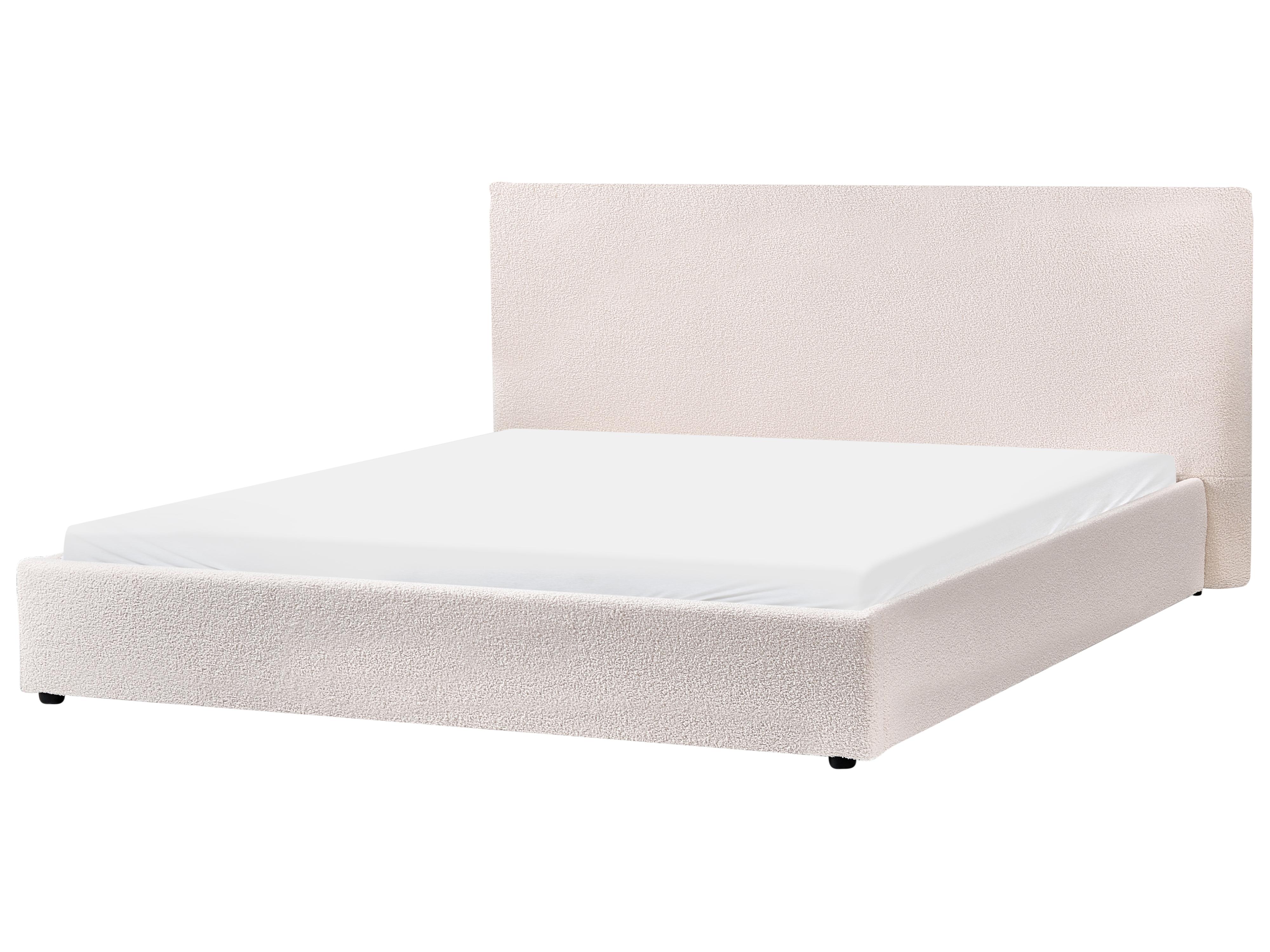 Bed Bouclé LAVAUR 180 x 200 cm Gebroken wit