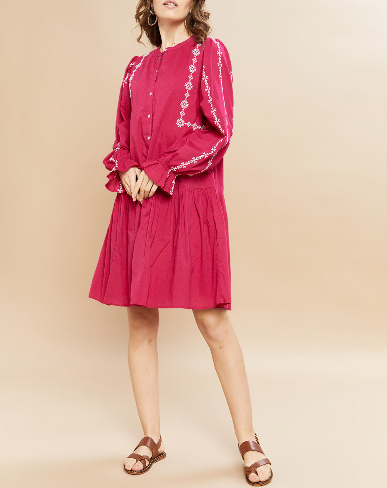 Hartford Robe Rosance fushia/blanc