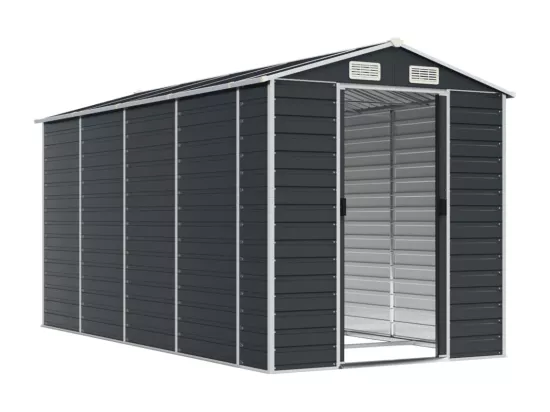 Abri de jardin anthracite 191x385x198 acier galvanisé