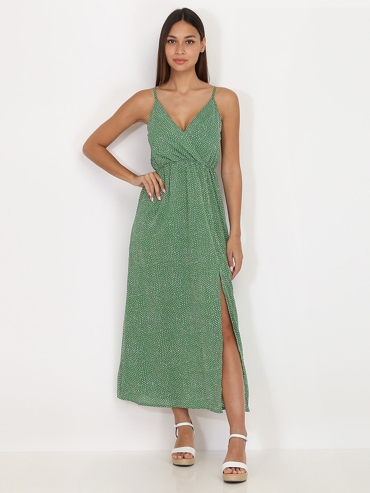 Robe fluide à pois- Vert