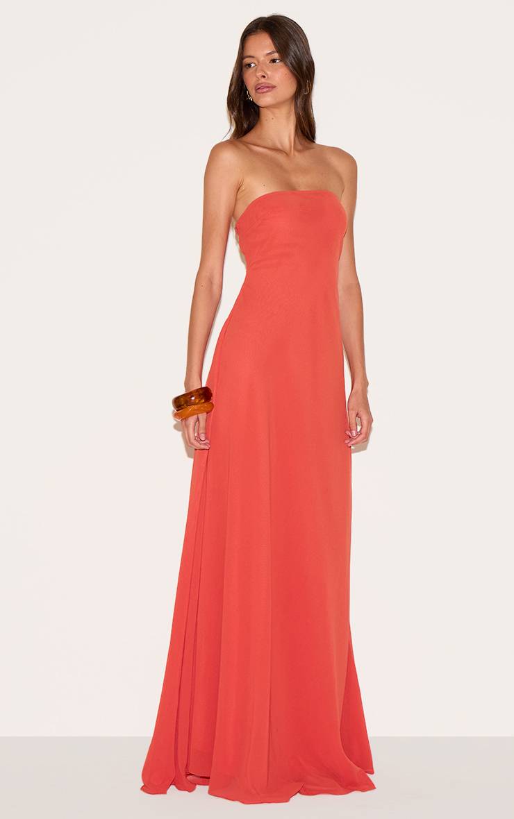 Rouille Robe Longue Bandeau En Mousseline