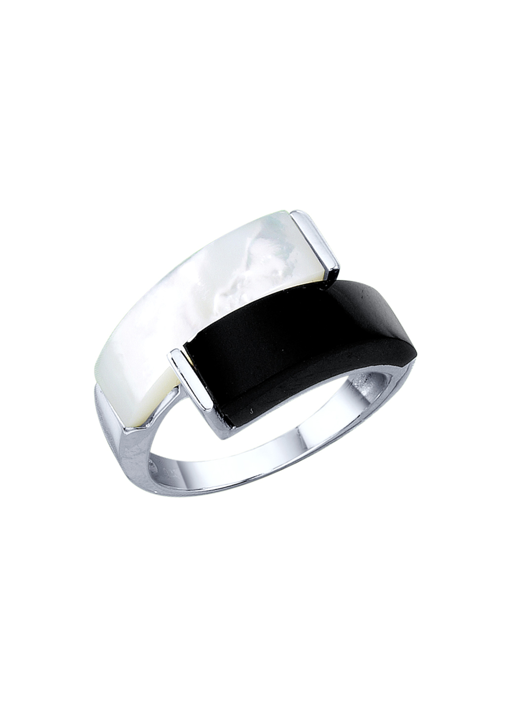 Damenring mit echt Onyx und echt Perlmutt