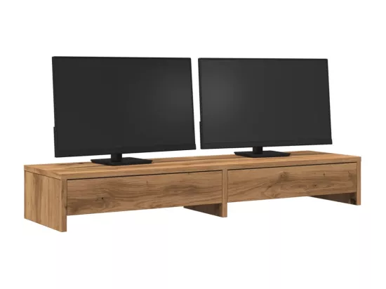 Support de moniteur et tiroirs chêne artisanal bois ingénierie