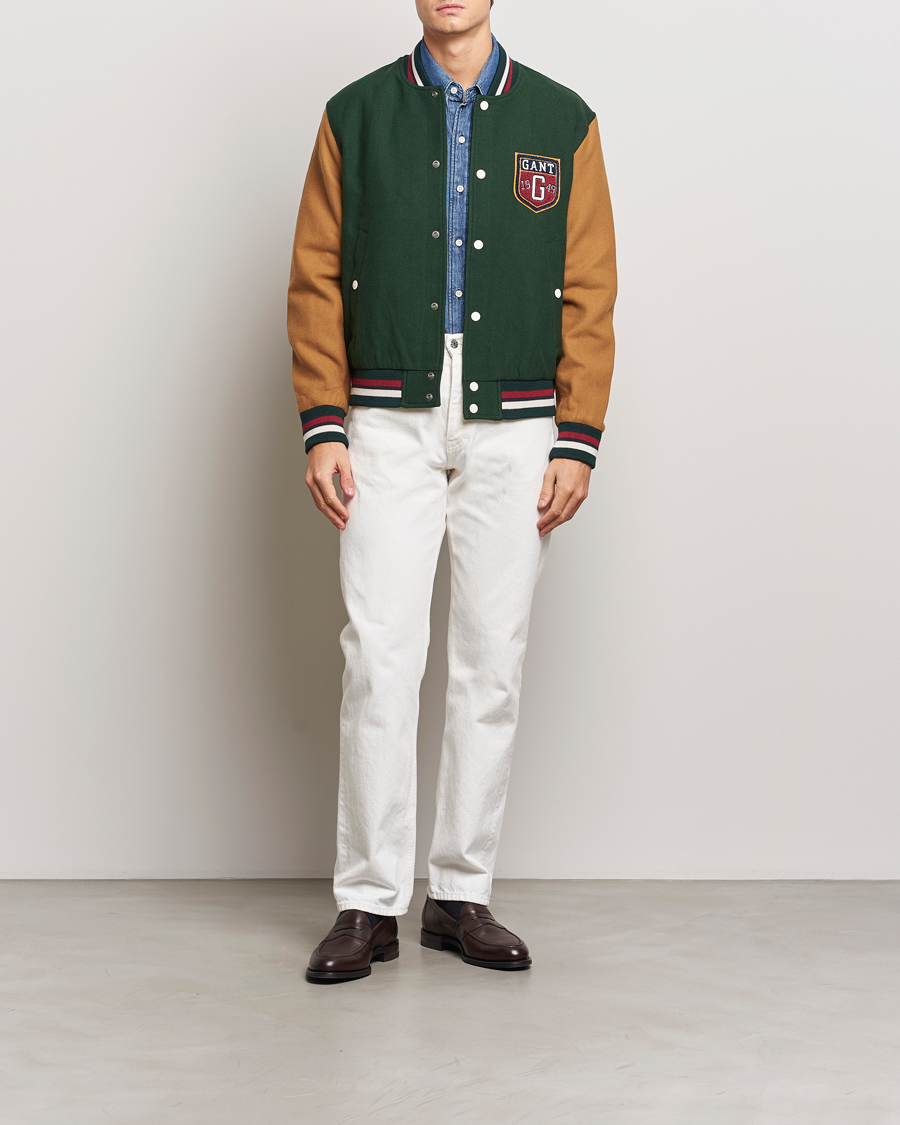 GANT Wool Varisty Jacket Tartan Green