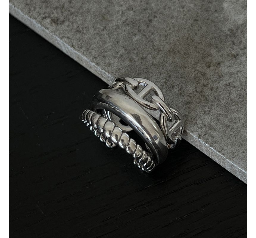 Catharsis - Geometrisch gelegeerde open ring / Gestructureerde gelaagde gelegeerde open ring