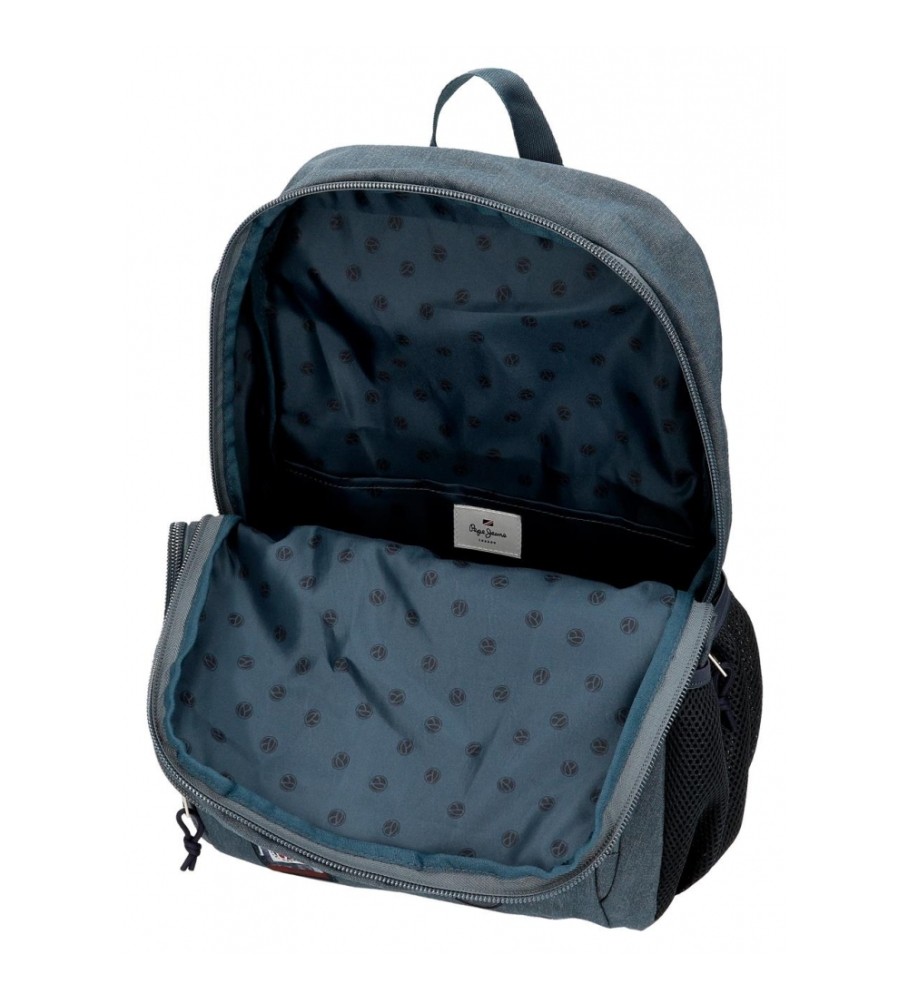 Mochila adaptável Pepe Jeans Kay, 46 cm, dois compartimentos, azul escuro