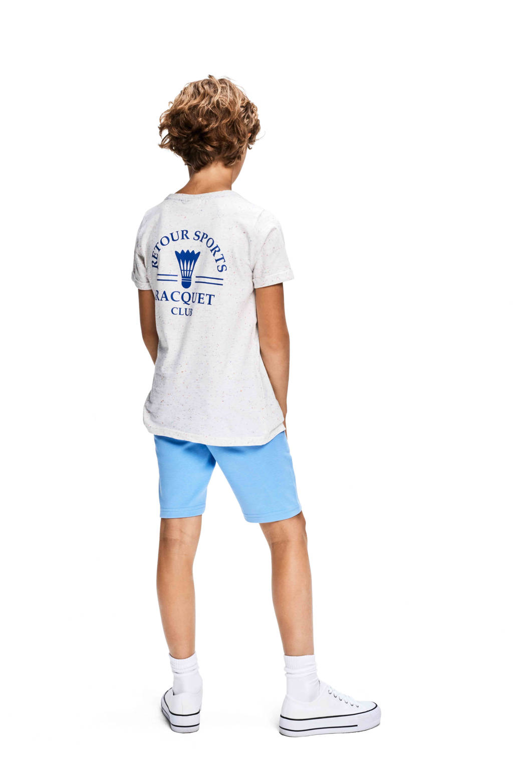 Retour Jeans T-shirt Karl met backprint offwhite/blauw