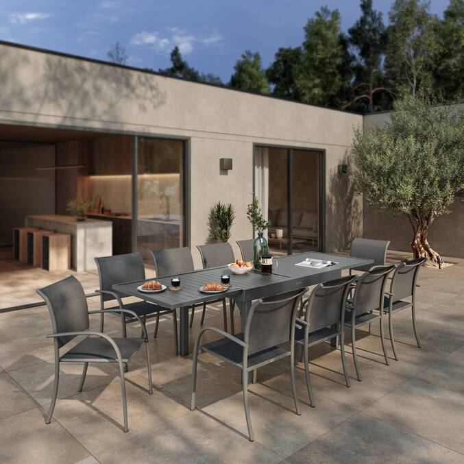 Table de jardin extensible PIAZZA Graphite