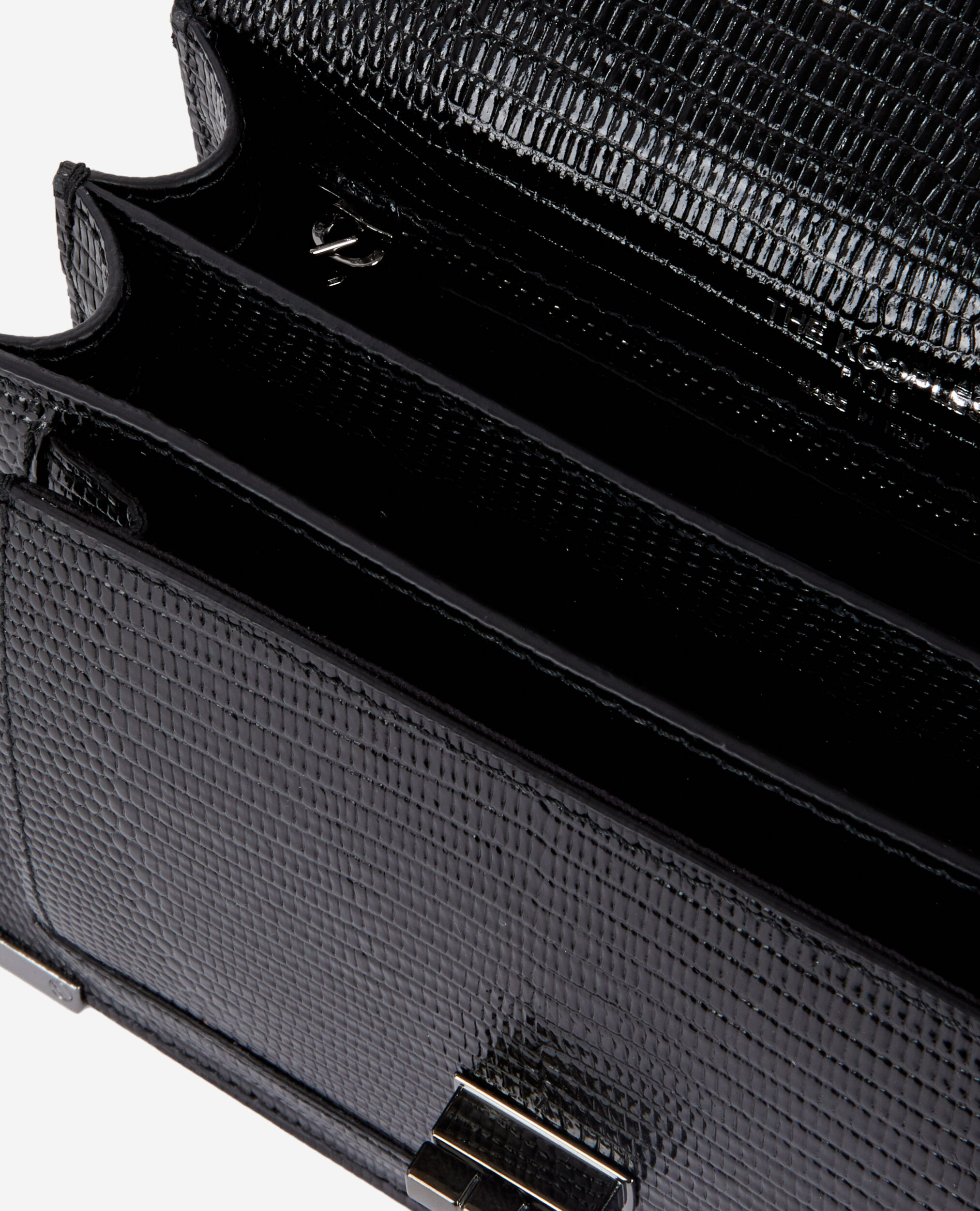 Sac Emily small en cuir noir effet lézard