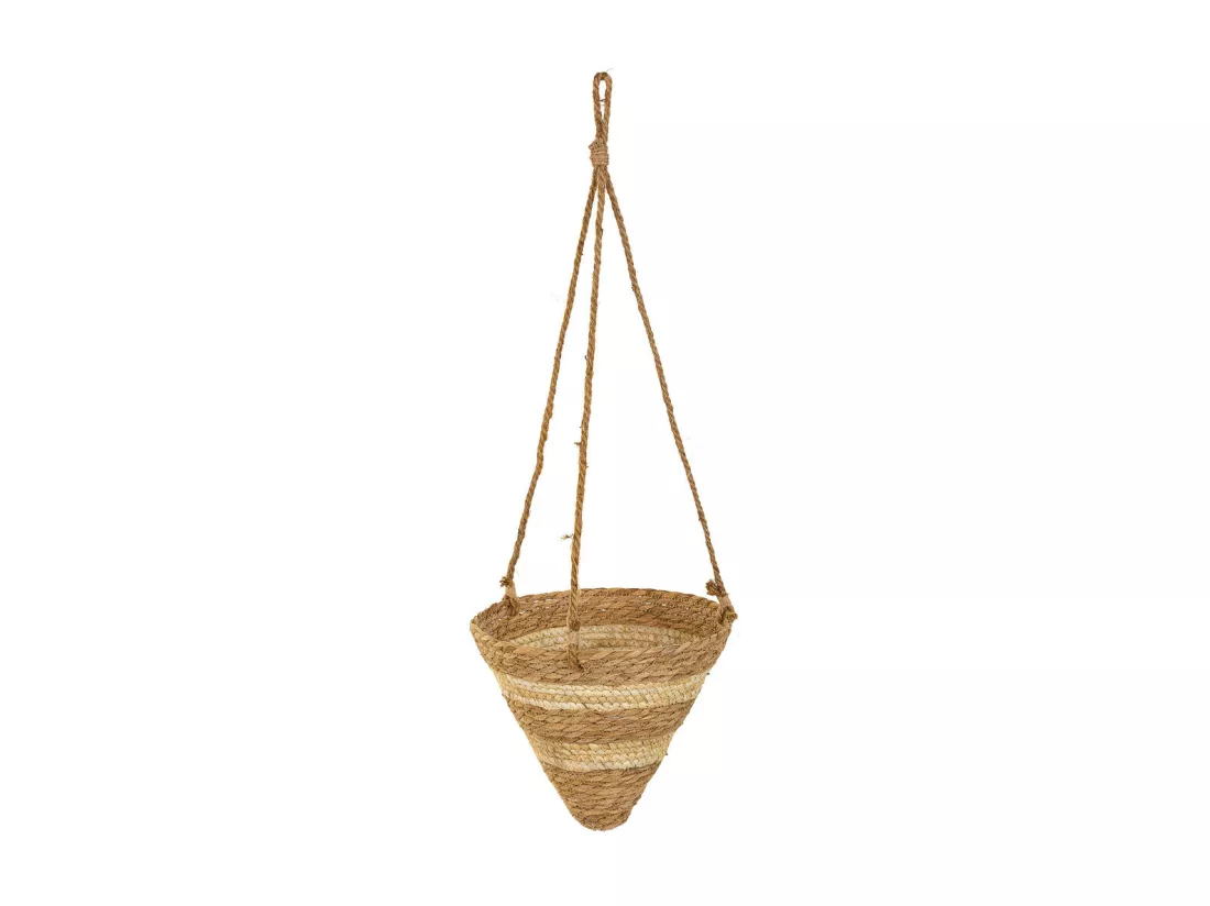 Paniers suspendus en fibre naturelle marron d26x25h-d22x18h