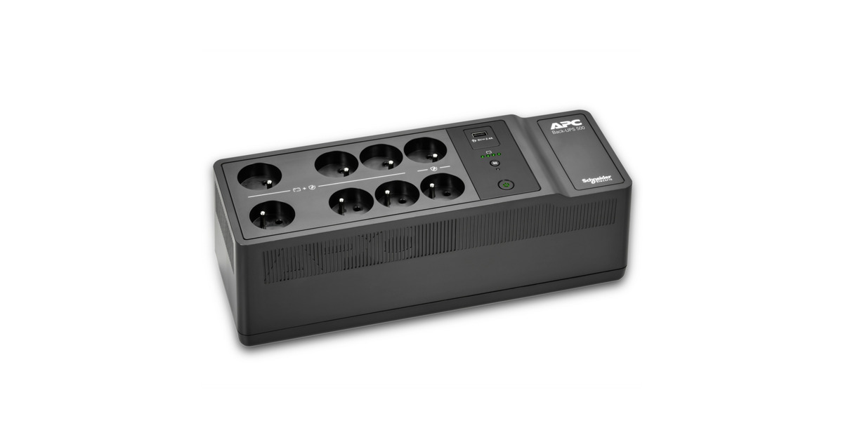 APCBack-UPS BE500G2-FR - Noodstroomvoeding ups  (Zwart, 8x Schuko, 500VA, 1 USB oplader, 1 USB datapoort)