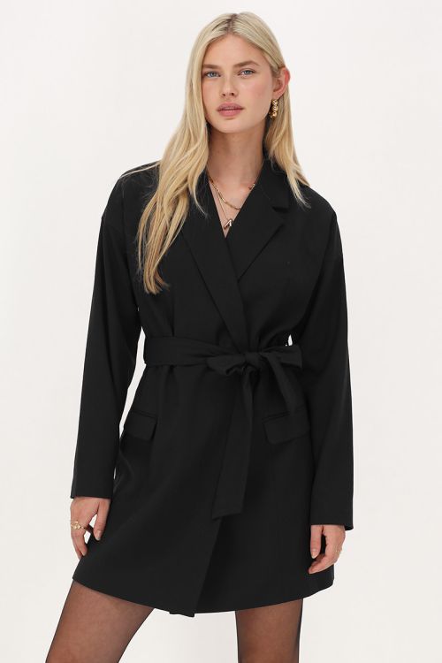 Zwarte blazer jurk met reverskraag