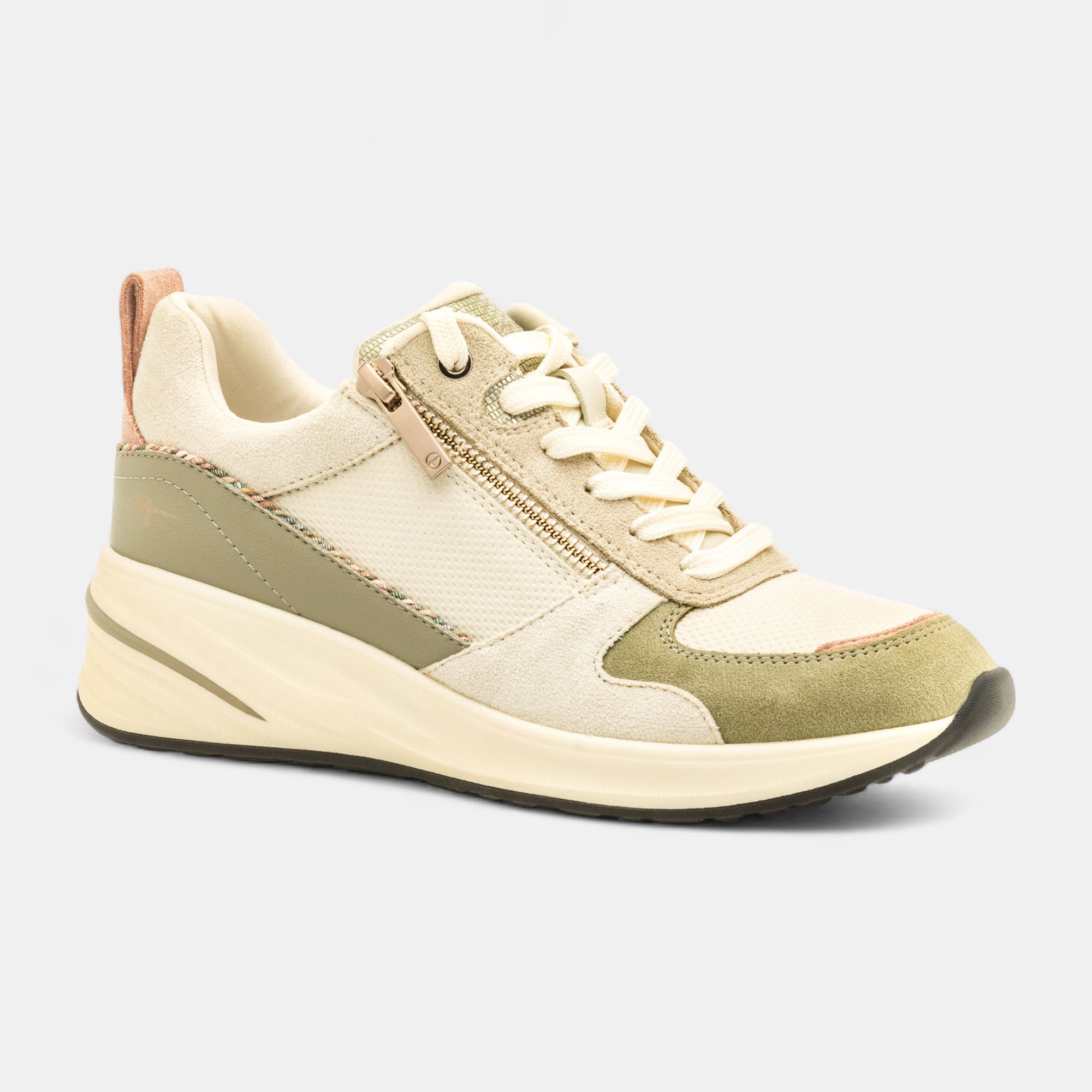 Baskets basses à talon compensé Femme vert clair