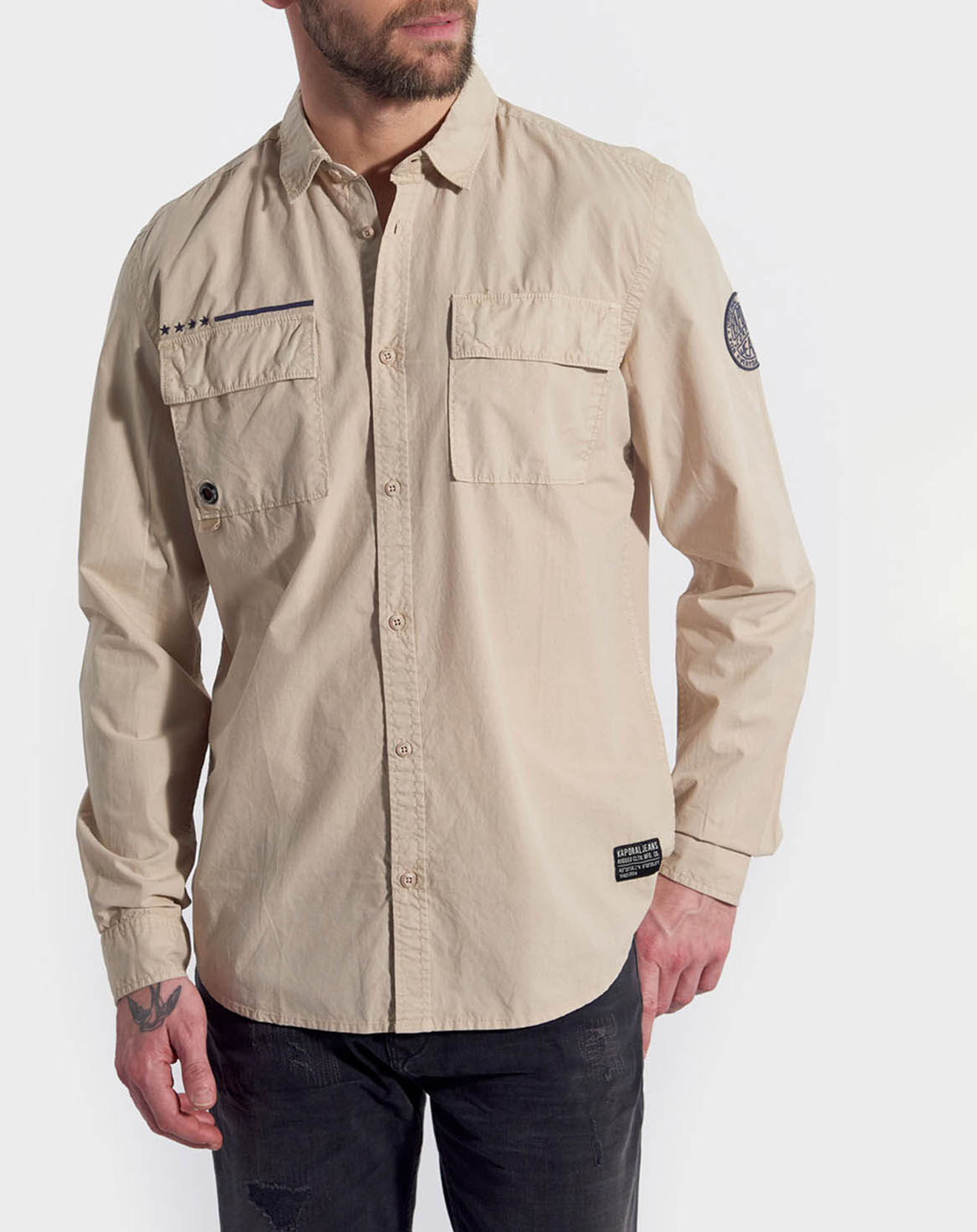Kaporal 5 Chemise Regular Fit Wammoe beige