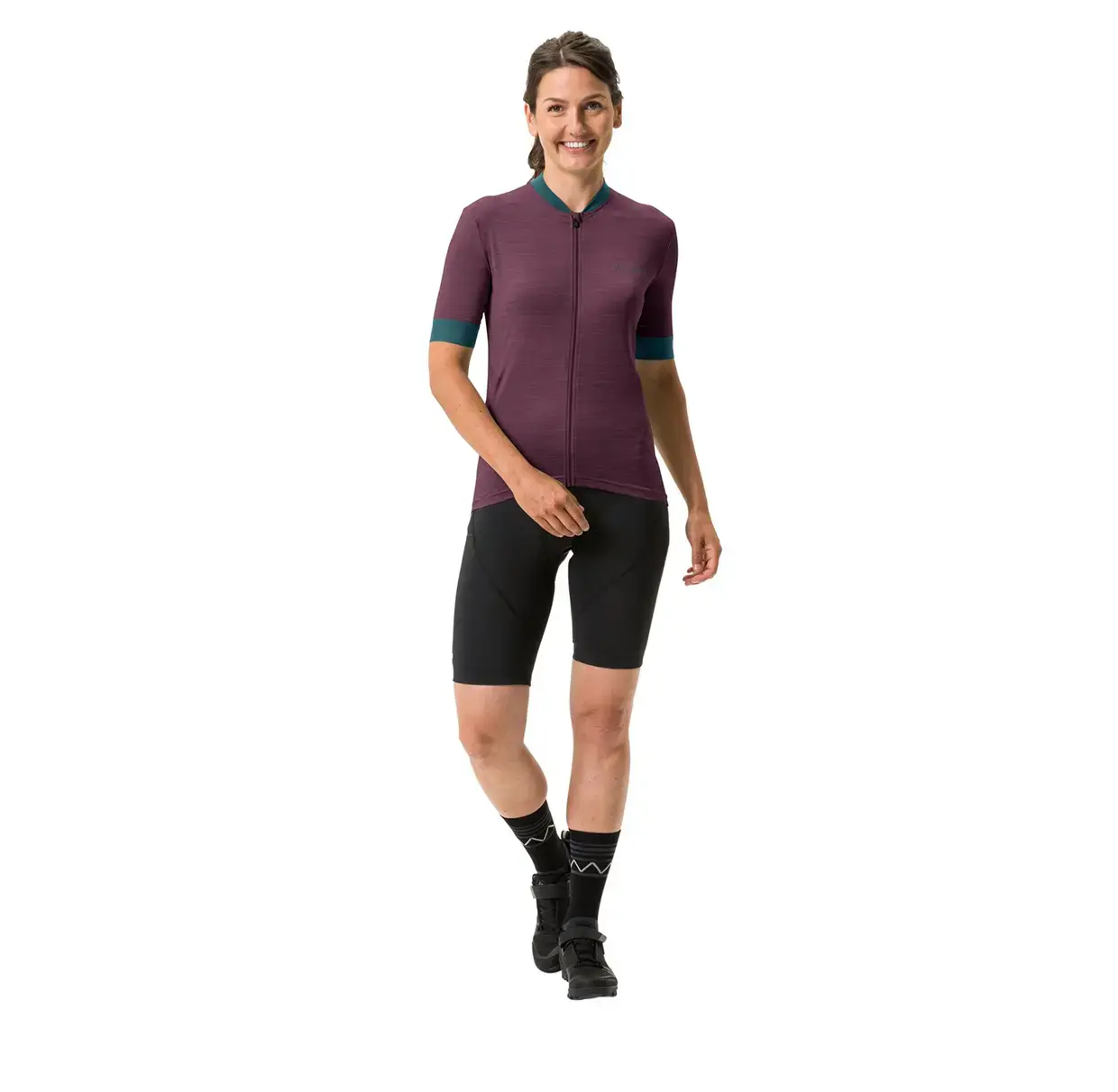VAUDE Kuro FZ Fietsshirt Korte Mouwen Paars/Groen Dames