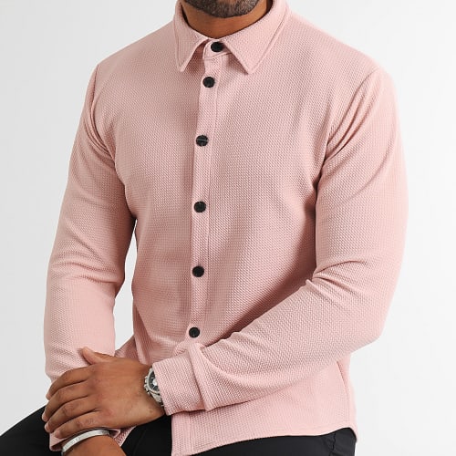 Chemise Manches Longues Texturé Waffle 0578 Rose