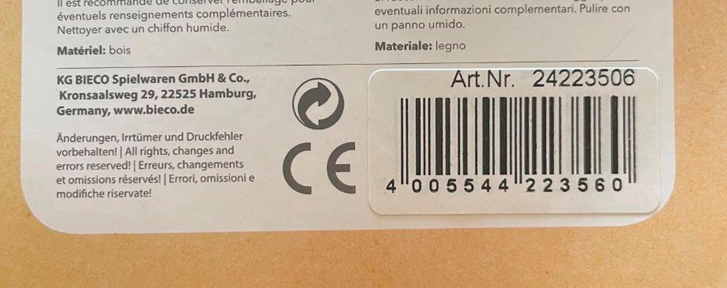 Bieco Beißring Holz Vogel - ab Geburt Orange