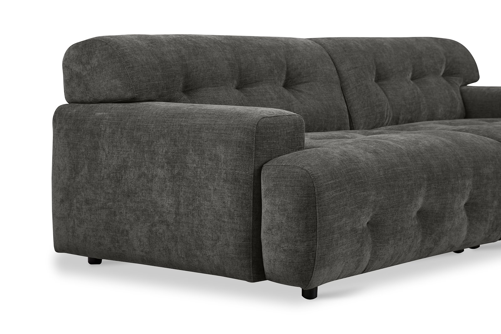 Bob 3-seter Tekstil City 98 Dark Grey med sorte ben.