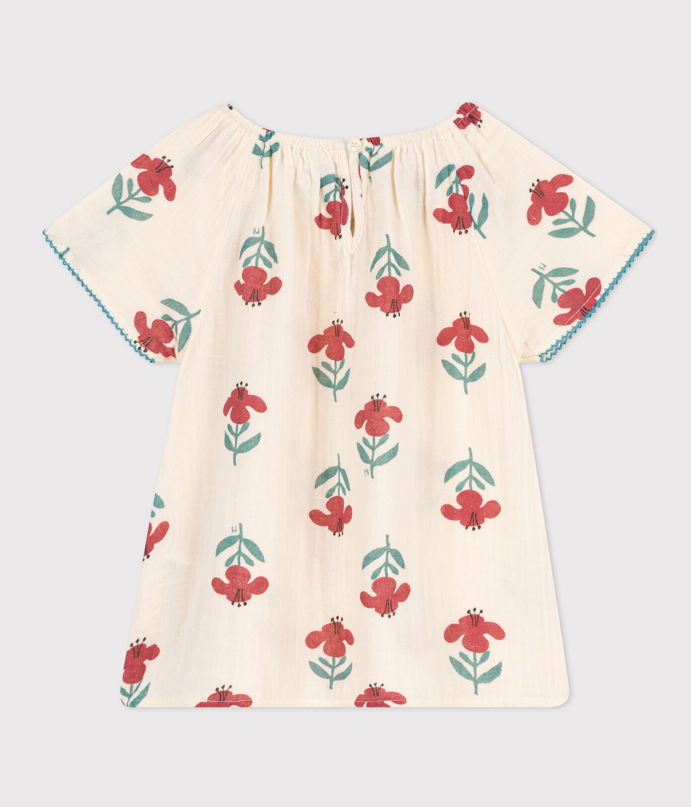 Blouse fleurie en gaze de coton enfant fille