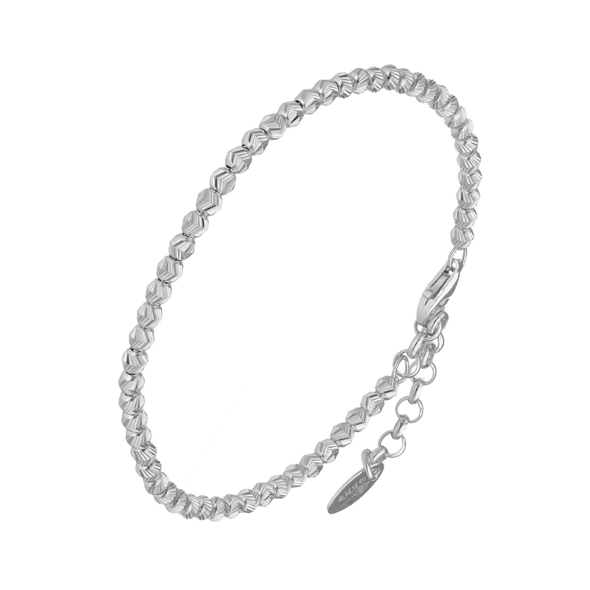 Bracelet Argent Rhodié Boules Effet Diamanté