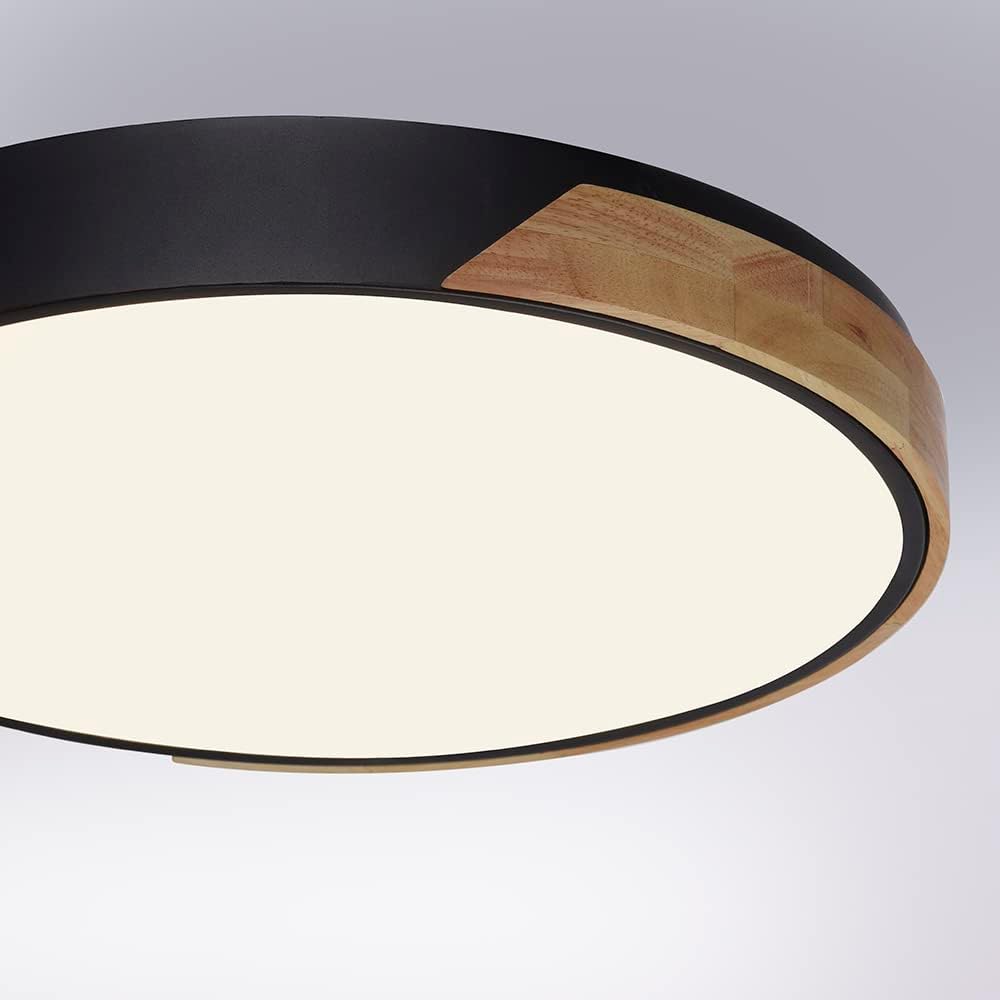 Paul Neuhaus Q-BILA 6071-18 LED Deckenleuchte Schwarz/Holz, Alexa kompatibel Smart Home, dimmbar per Fernbedienung, warmweiß - kaltweiss…
