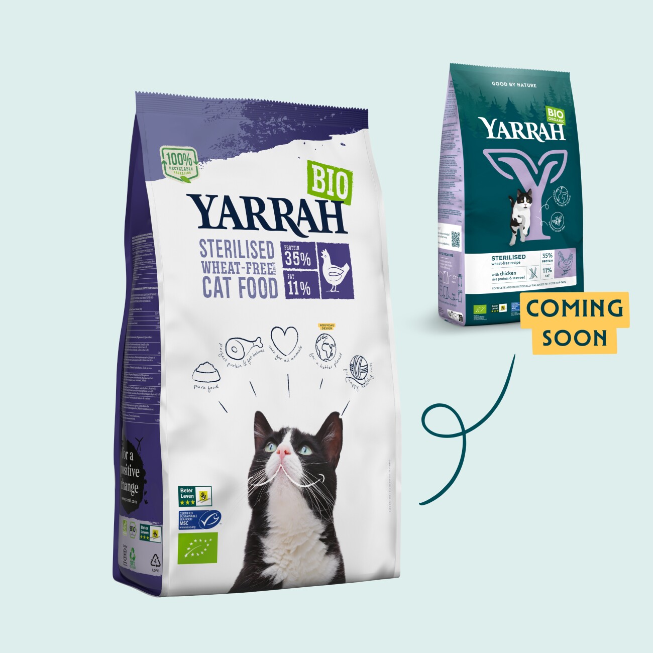 Yarrah Bio Adult Trockenfutter für sterilisierte Katzen Huhn & Fisch (MSC) 700 g